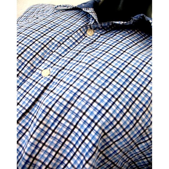CHAPS Men's Button Front Long Sleeve Blue Plaid Size XXL - Picture 9 of 14